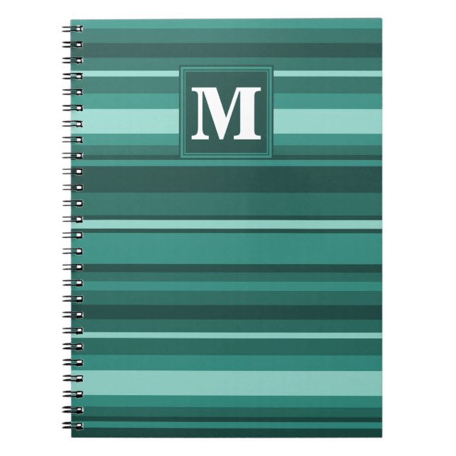 Monogram teal stripes notebook (Front)