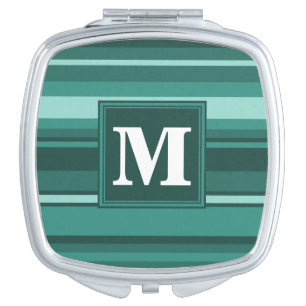 Monogram teal stripes vanity mirror