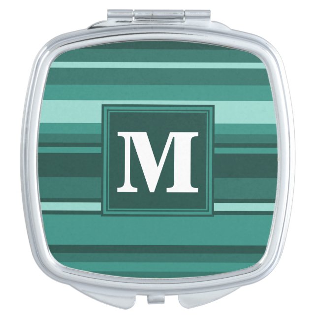 Monogram teal stripes vanity mirror (Front)