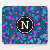 Turquoise Blue Agate Geode Monogram Name Mouse Pad