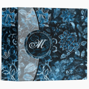 Monogram Teal Vintage Floral Shimmer Binder