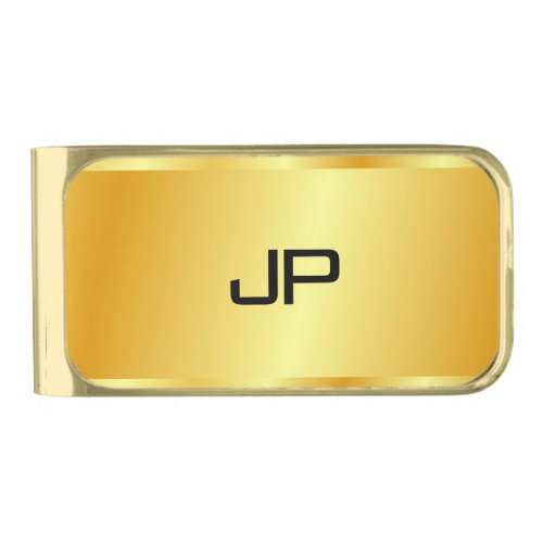 Monogram Template Elegant Faux Gold Metallic Look Gold Finish Money Clip