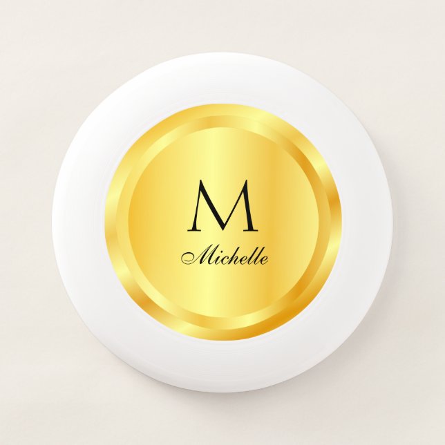 Monogram Template Elegant Gold Look Glamorous Wham-O Frisbee (Front)