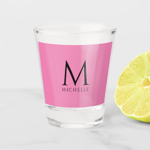 Monogram Template Elegant Modern Minimal Pink Shot Glass