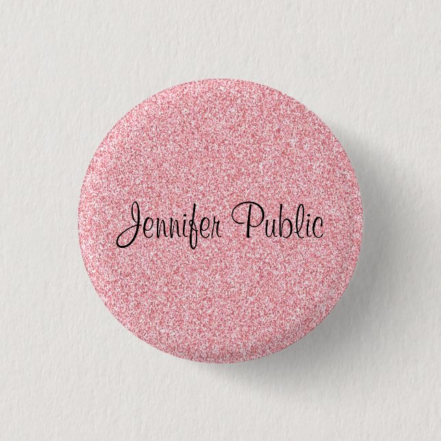 Monogram Template Elegant Rose Gold Glitter Look Button (Front)