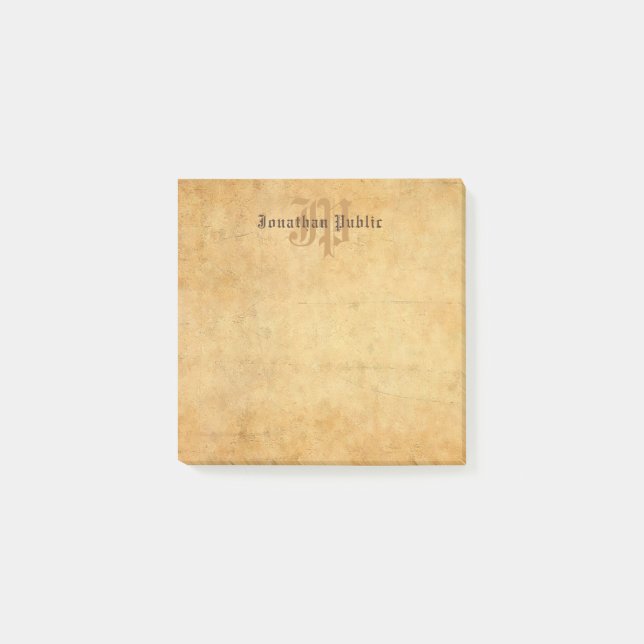 Monogram Template Elegant Vintage Calligraphed Post-it Notes (Front)