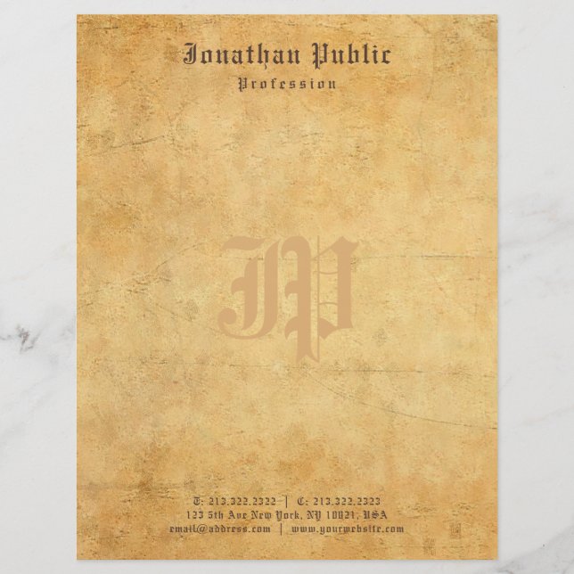 Monogram Template Elegant Vintage Handwritten Letterhead (Front)