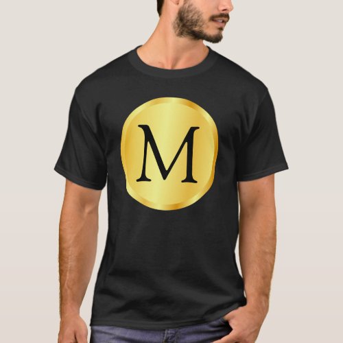 Monogram Template Faux Gold Elegant Black Trendy T_Shirt