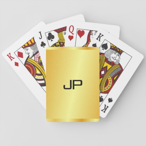 Monogram Template Faux Gold Metallic Look Elegant Playing Cards