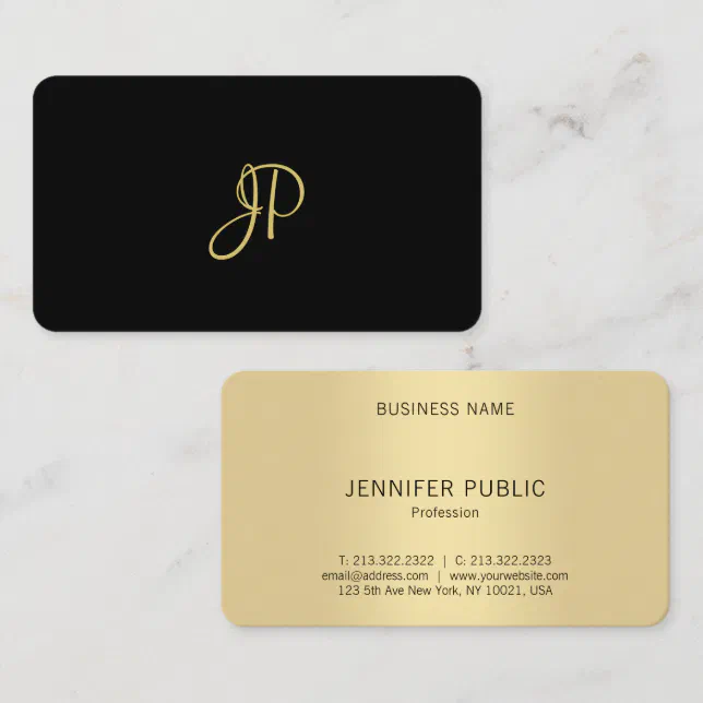 Monogram Template Modern Elegant Black And Gold Business Card | Zazzle