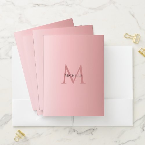 Monogram Template Modern Elegant Rose Gold Pocket  Pocket Folder
