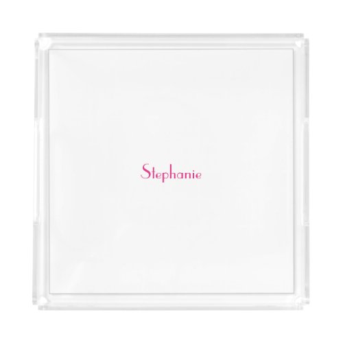 Monogram Template Pink Custom Name Gift 2023 Acrylic Tray