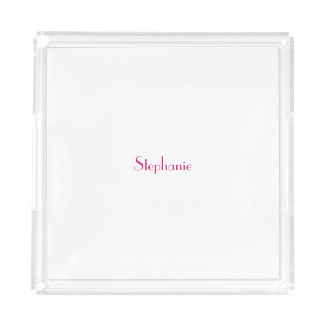 Monogram Template Pink Custom Name Gift 2023 Acrylic Tray (Front)