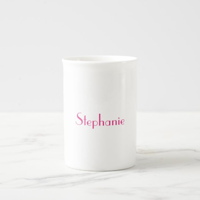 Monogram Template Pink Custom Name Gift 2023 Bone China Mug (Front)