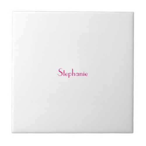 Monogram Template Pink Custom Name Gift 2023 Ceramic Tile