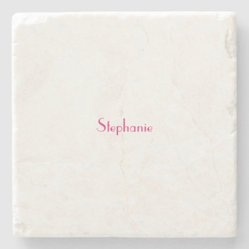 Monogram Template Pink Custom Name Gift 2023 Stone Coaster