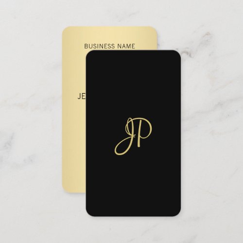 Monogram Template Trendy Elegant Black Gold Modern Business Card