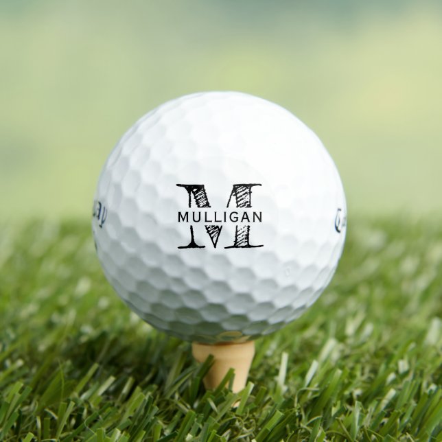 Monogram Template Wedding Favor Name Golf Balls (Insitu Tee)