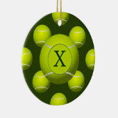 Monogram Tennis Balls Sports pattern, Ceramic Ornament (Right)