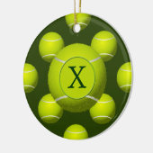 Monogram Tennis Balls Sports pattern, Ceramic Ornament (Left)