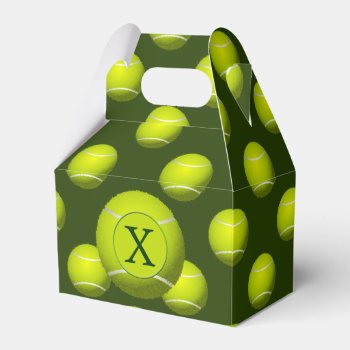 Monogram Tennis Balls Sports Pattern  Favor Boxes by MonogramBoutique at Zazzle