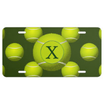 Monogram Tennis Balls Sports pattern, License Plate