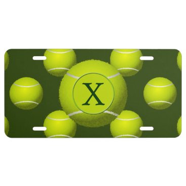 Monogram Tennis Balls Sports pattern, License Plate