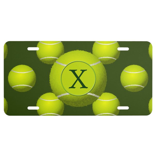 Monogram Tennis Balls Sports pattern, License Plate (Front)