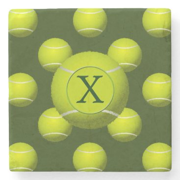 Monogram Tennis Balls Sports pattern, Stone Coaster