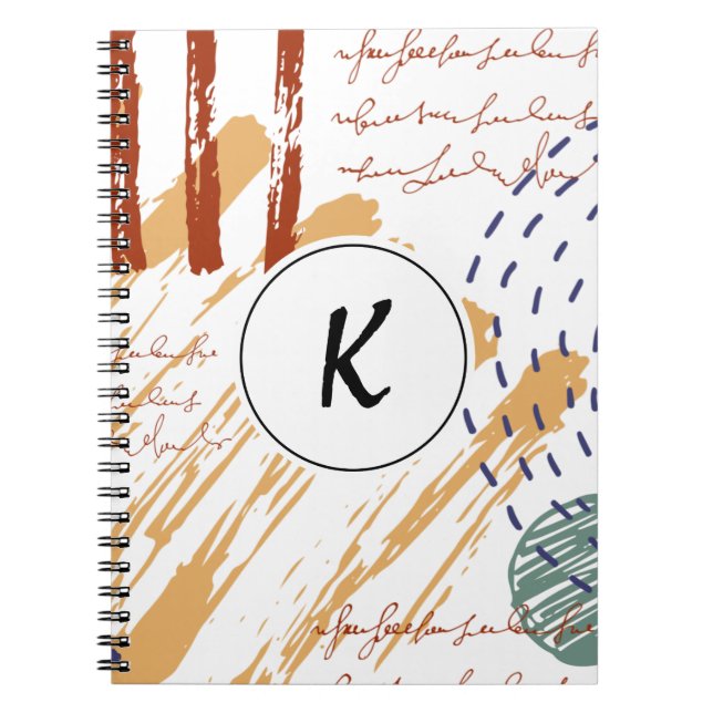 Monogram Terracotta Abstract Doodle Notebook (Front)
