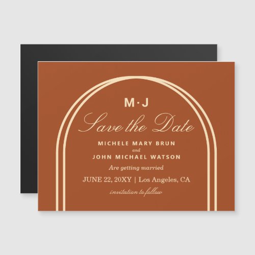 Monogram Terracotta Arch Save the Date Magnet