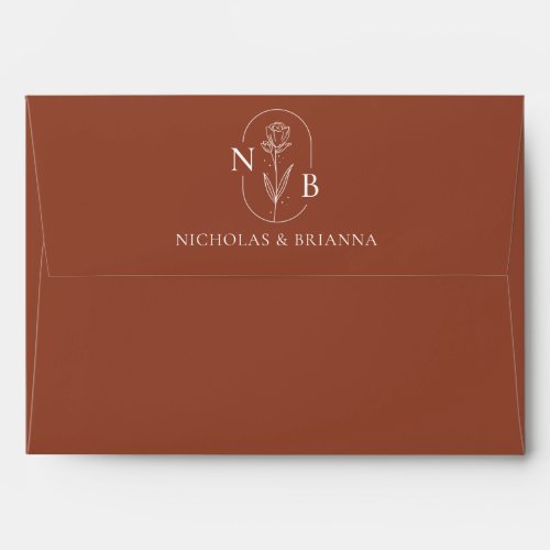Monogram Terracotta Burnt Orange Elegant Wedding