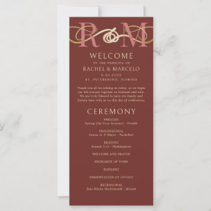 Monogram Terracotta Elegant Wedding Program