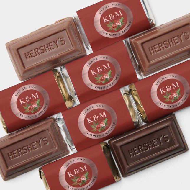 Monogram Terracotta Floral Christmas Pine Wedding  Hershey's Miniatures (Creator Uploaded)