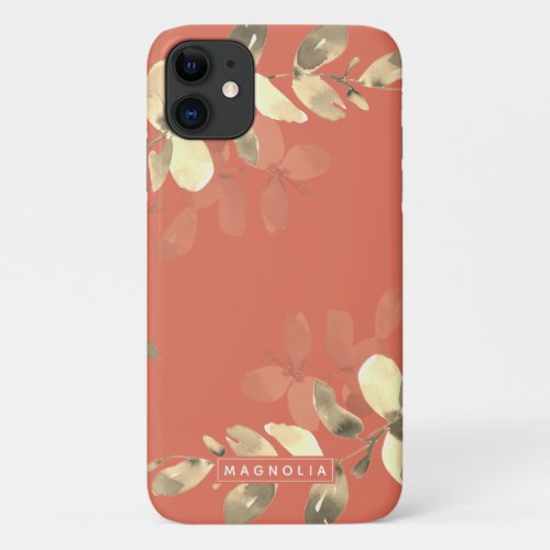 Monogram Terracotta Gold Eucalyptus iPhone 11 Case