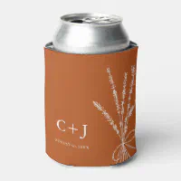 Modern Monogram Simple Cream Ivory Wedding Favor Can Cooler