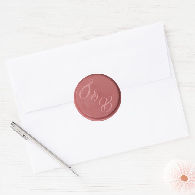  Monogram terracotta wax seal wedding stickers (Envelope)