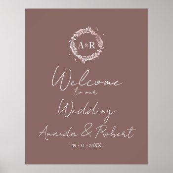 Monogram Terracotta Wedding Welcome Sign Board by LitleStarPaper at Zazzle