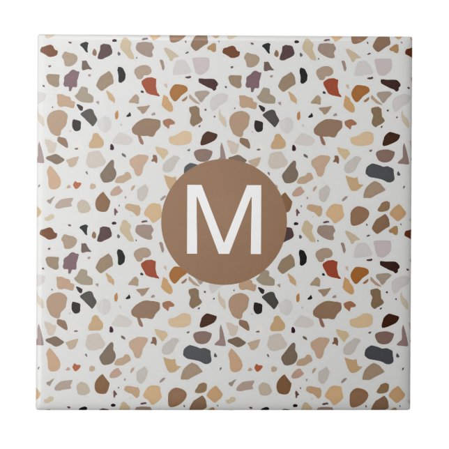 Monogram Terrazzo Modern Stone look  Ceramic Tile (Front)
