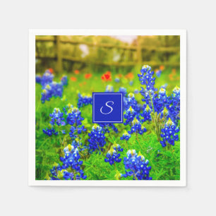 Monogram Texas Bluebonnets & Indian Paintbrush Napkins
