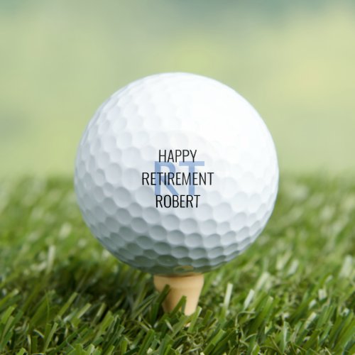 Monogram Text Overlay Happy Retirement Name Golf Balls