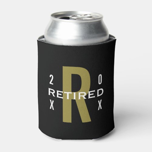 Monogram Text Retired Retirement Black Gold White
