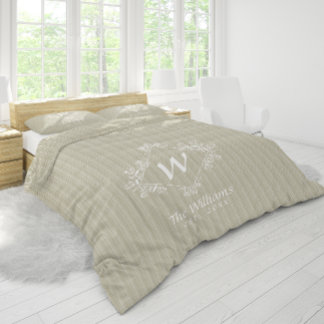Monogram Text Rustic Farmhouse Family Duvet Cover