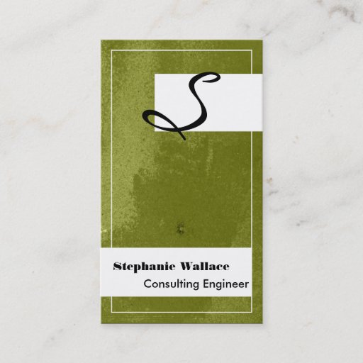 Customizable Monogram Texture Engineering Business Card Green