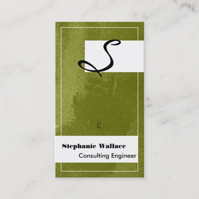 Monogram Texture Engineering Business Card Green (Front)
