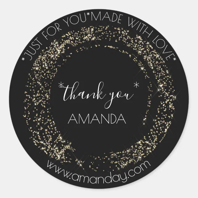 Monogram Thank You Web Boutique Modern Gold Classic Round Sticker | Zazzle