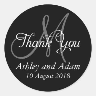 Monogram Thank You Wedding Favor Label