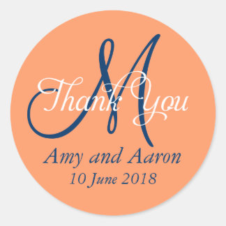 Monogram Thank You Wedding Favor Label