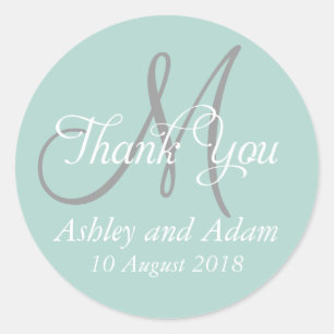 Monogram Thank You Wedding Favor Label