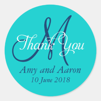 Monogram Thank You Wedding Favor Label